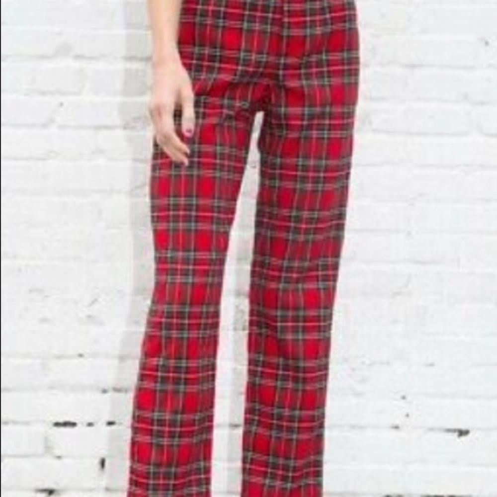 brandy melville high rise red/black plaid tilde pants